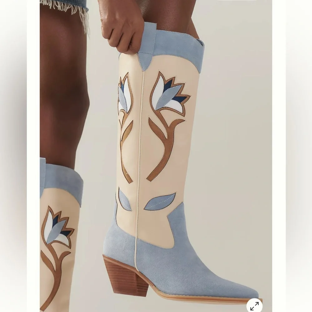 NWT MATISSE X ANTHROPOLOGIE Cool Hand Wester Boot, Blue, size 6 - Picture 4 of 4